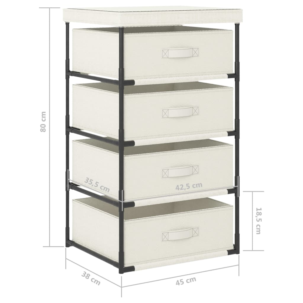 Storage Rack with 4 Fabric Baskets Steel Cream